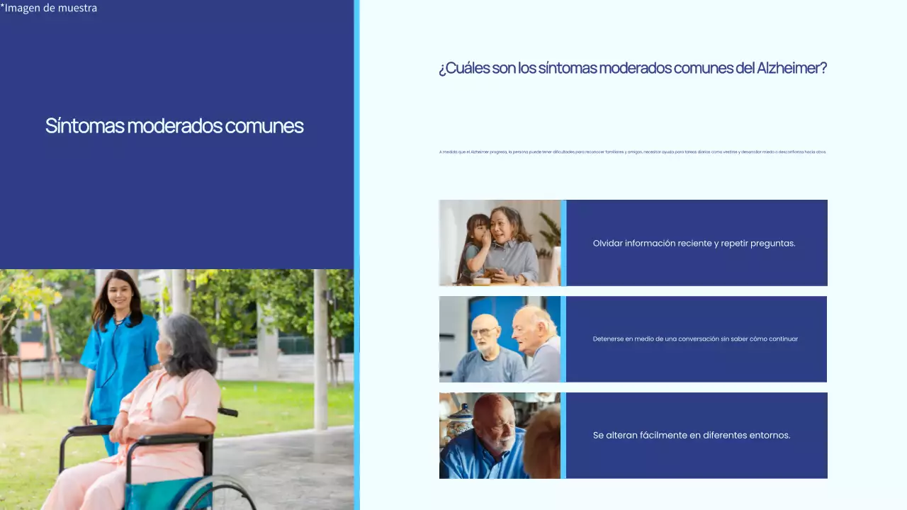 Azul y blanco sencillo Comprender el Alzheimer Introducción