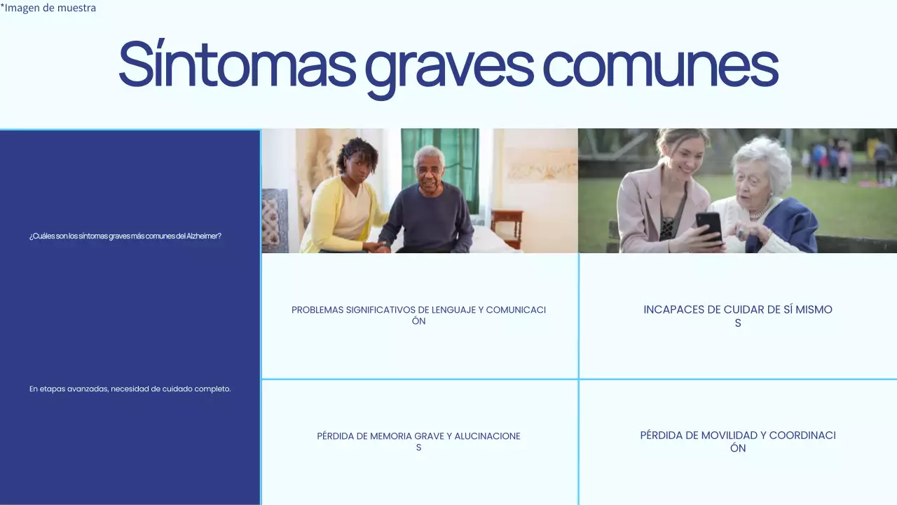 Azul y blanco sencillo Comprender el Alzheimer Introducción