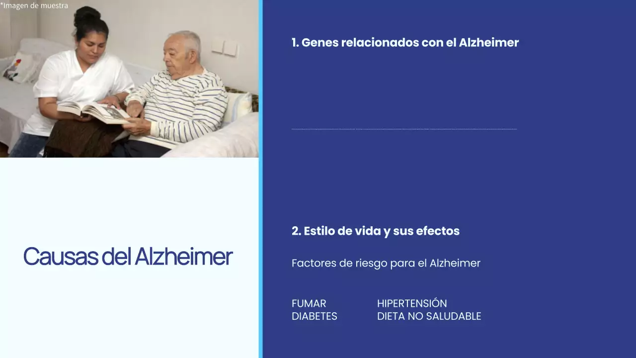 Azul y blanco sencillo Comprender el Alzheimer Introducción
