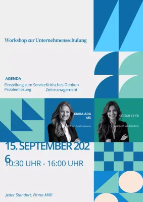 Flyer für den Workshop "Blaue und grüne Unternehmensschulung