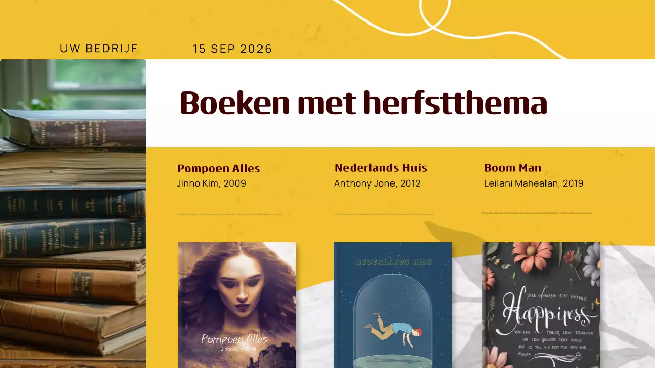 Gele klassieke herfstgids met boekaanbevelingen