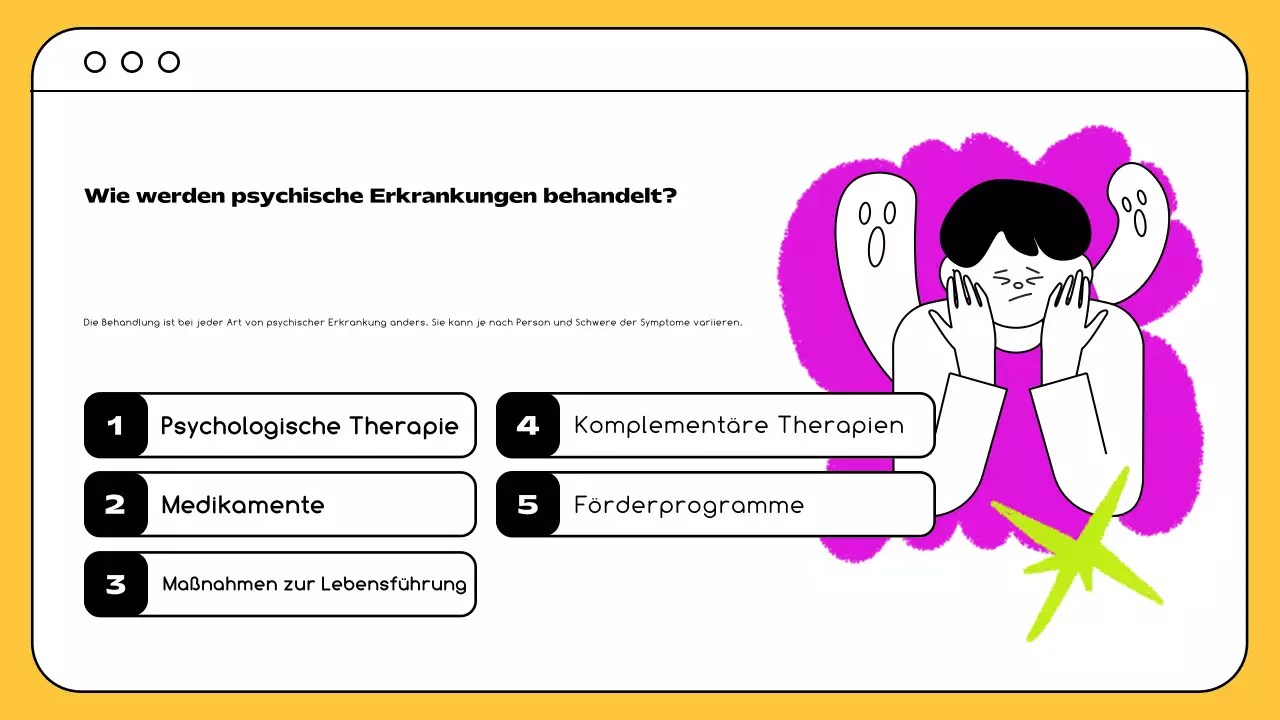 Gelb Schwarz Minimal Ressourcen für psychische Gesundheit und Therapie