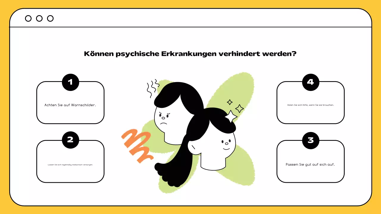 Gelb Schwarz Minimal Ressourcen für psychische Gesundheit und Therapie