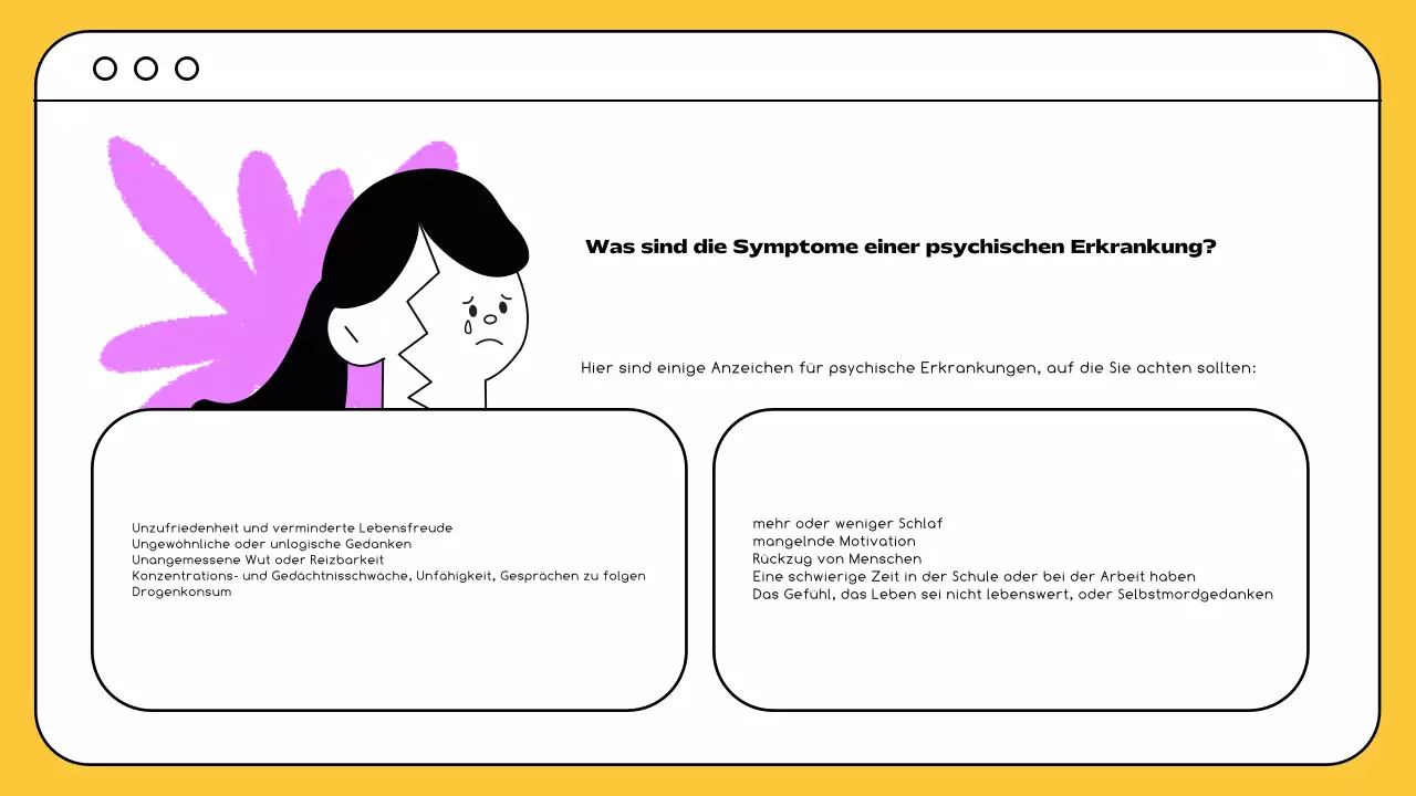 Gelb Schwarz Minimal Ressourcen für psychische Gesundheit und Therapie
