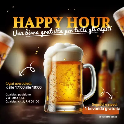 Promozione Happy Hour semplice in giallo e bianco