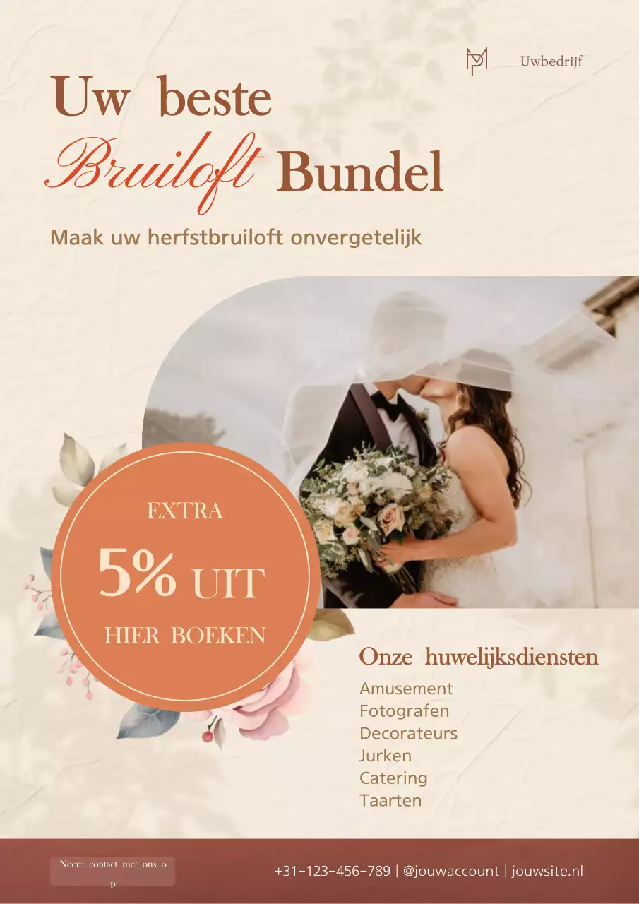 Beige en Bruin Elegant Bruiloft Bundel Promotie Reclame