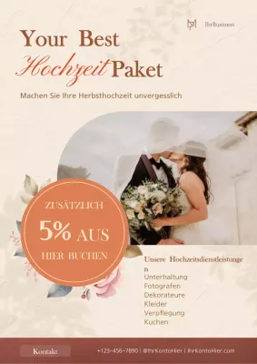 Beige und Braun Elegantes Hochzeitsbündel Werbeanzeige