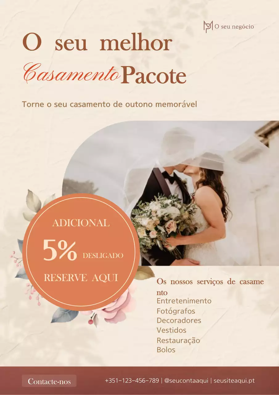 Pacote de casamento elegante bege e castanho Anúncio promocional