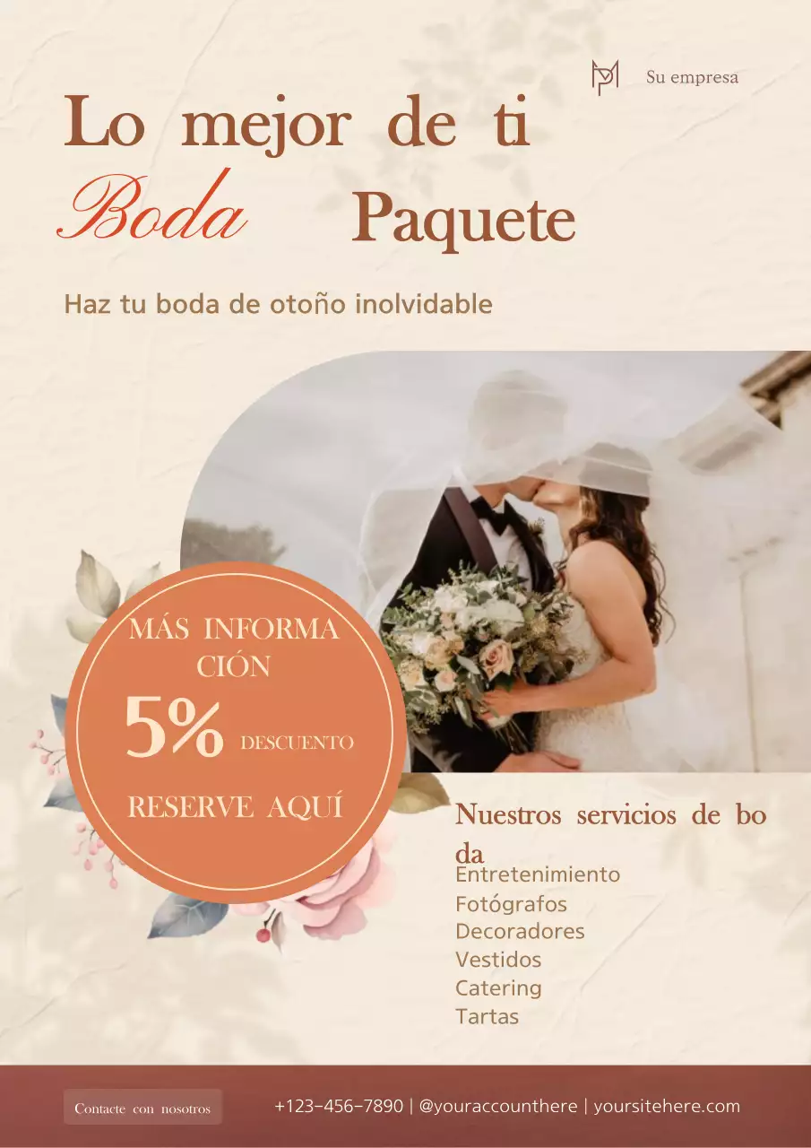 Beige y Marrón Elegante Boda Paquete Publicidad Promocional