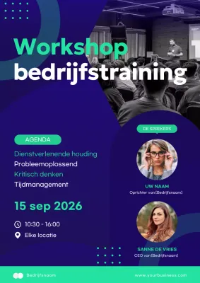 Blauw en Groen Moderne Bedrijfs Training Workshop Advertentie