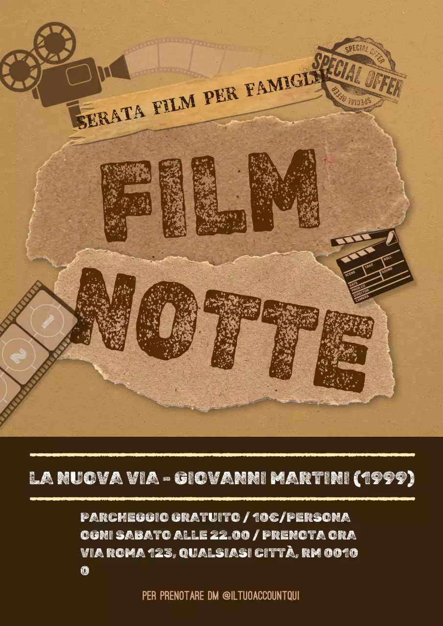 Promuovere un evento di film vintage in marrone e beige