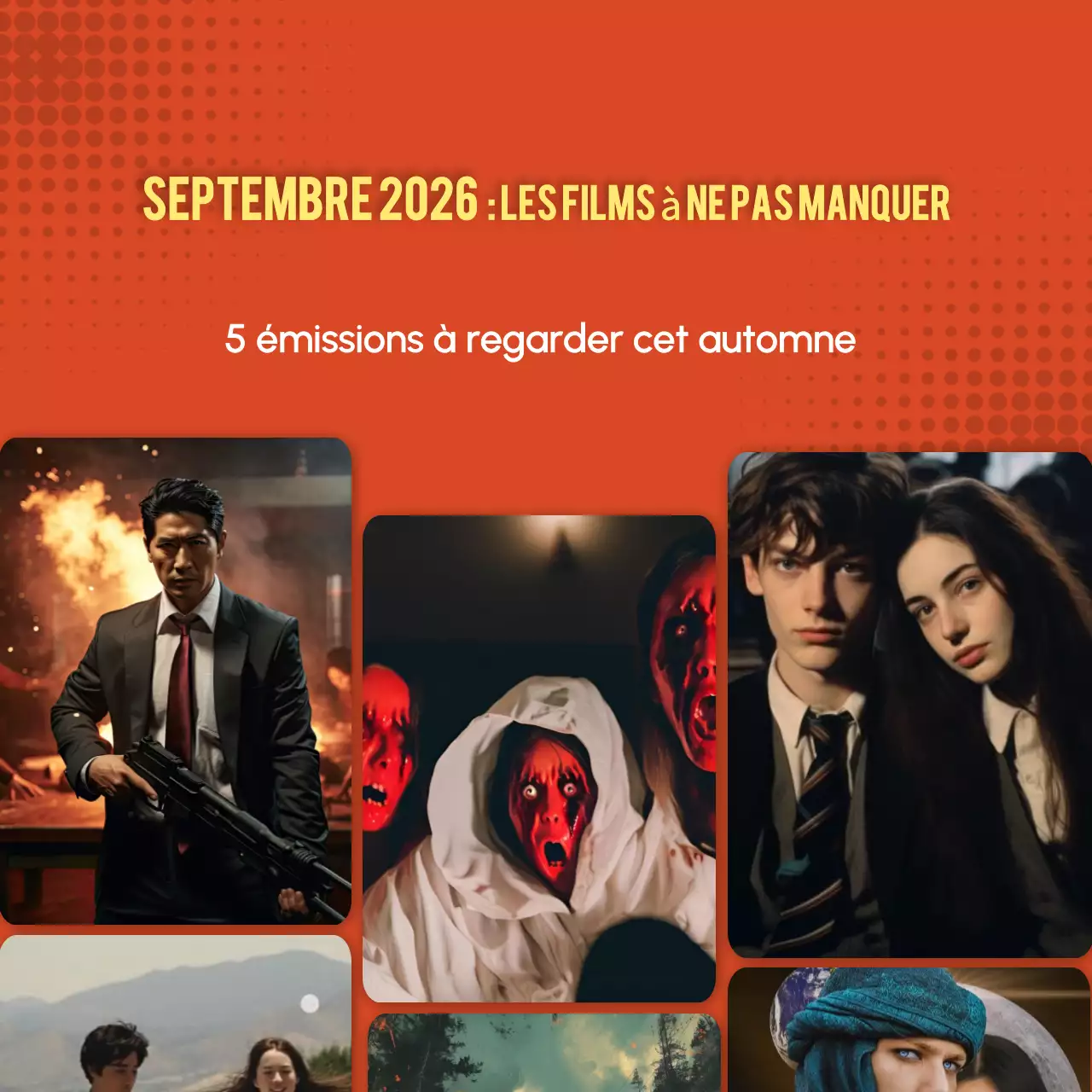 Guide des films modernes jaune et orange