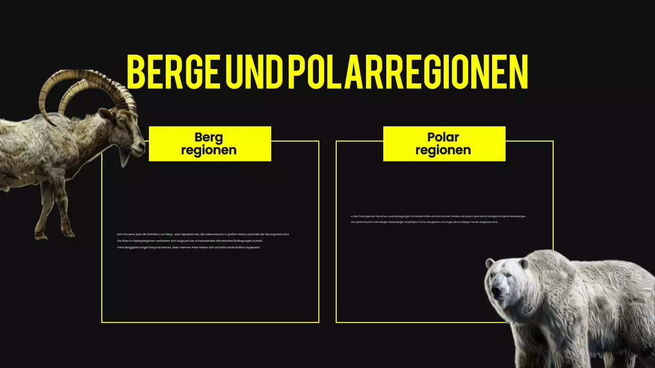 Schwarzer und gelber moderner Lebensraum für Tiere Vortragsmaterial