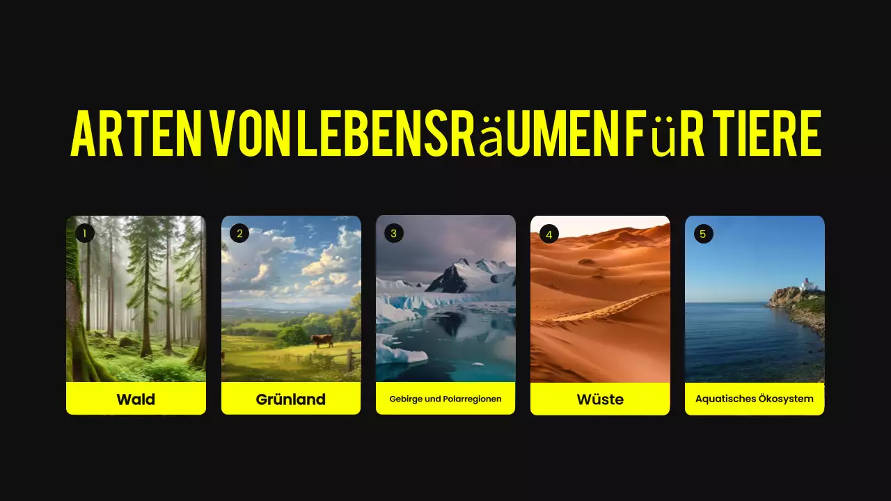 Schwarzer und gelber moderner Lebensraum für Tiere Vortragsmaterial