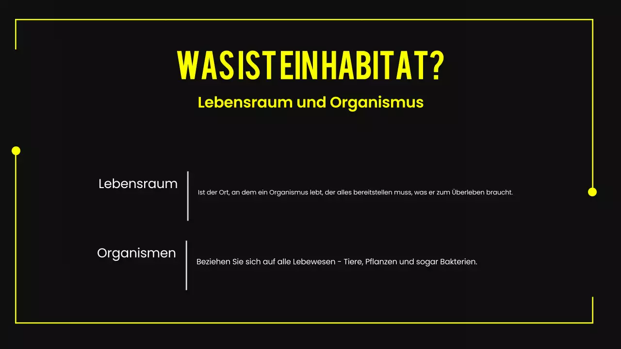 Schwarzer und gelber moderner Lebensraum für Tiere Vortragsmaterial