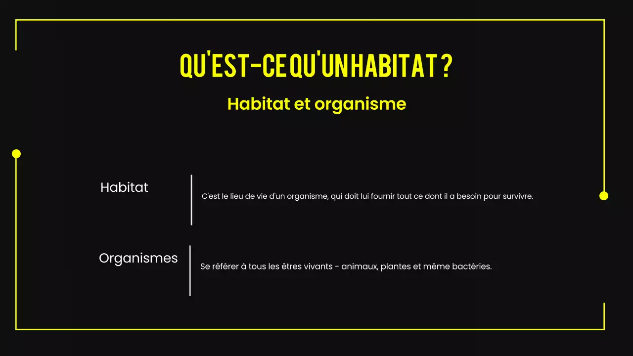 Matériel de conférence sur l'habitat animalier moderne noir et jaune