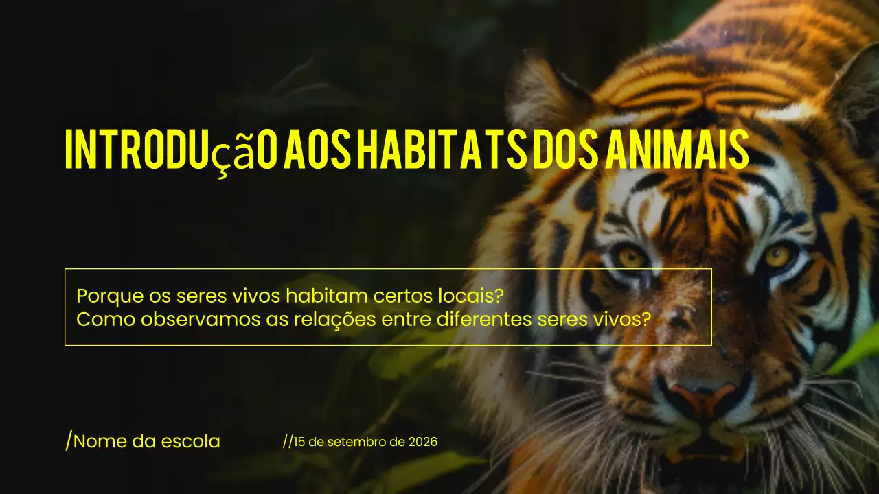 Material de leitura de habitat animal moderno preto e amarelo