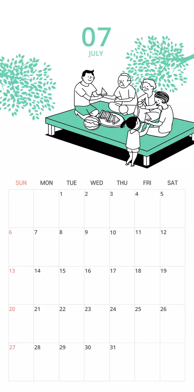 Colorful illustrated calendars