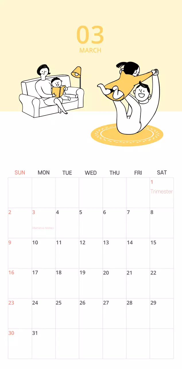 Colorful illustrated calendars