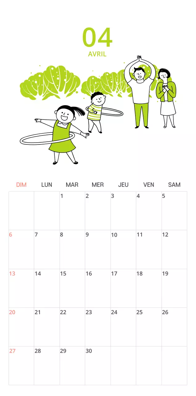 Un calendrier coloré et illustré