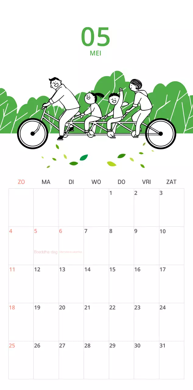 Een kleurrijke geïllustreerde kalender