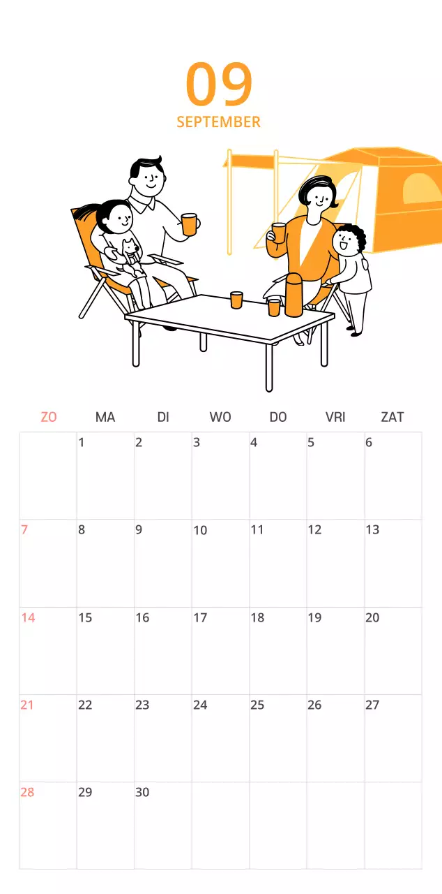 Een kleurrijke geïllustreerde kalender