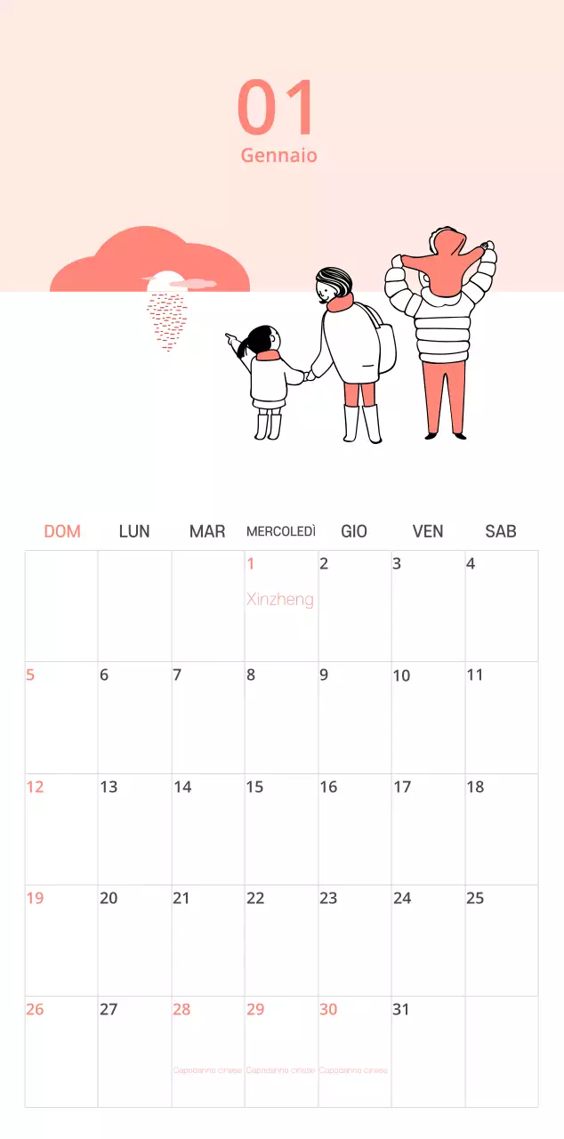 Un calendario illustrato e colorato