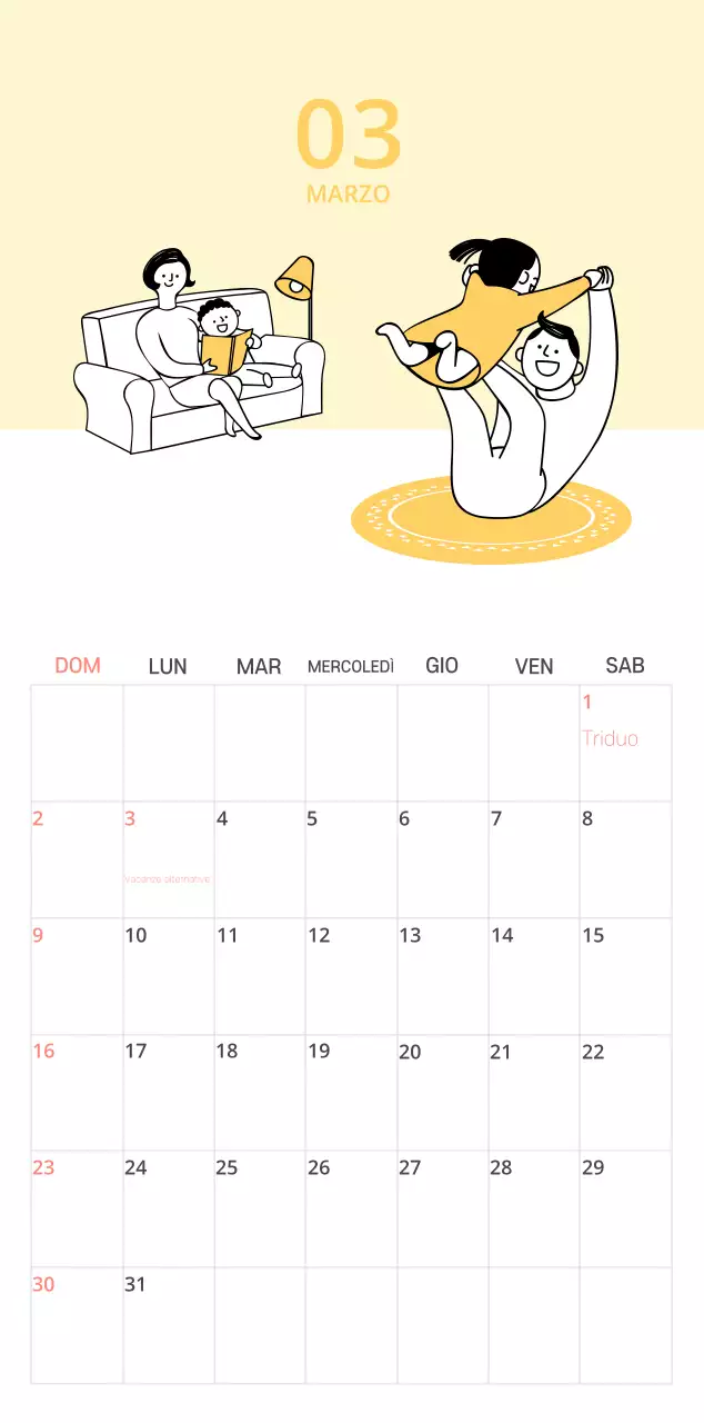 Un calendario illustrato e colorato