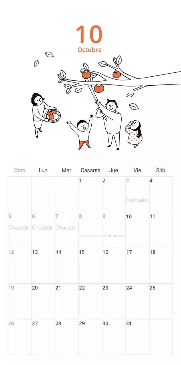 Un calendario ilustrado a todo color