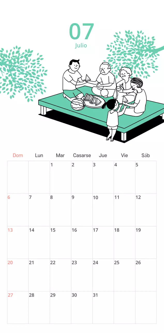 Un calendario ilustrado a todo color