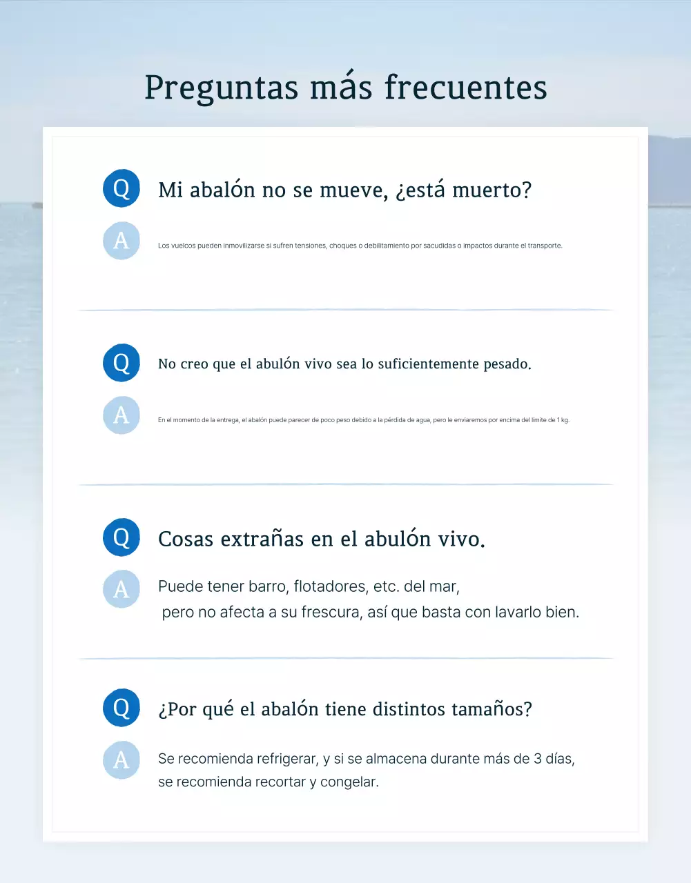 Promover el tradicional abalón marino azul y azul marino y en qué fijarse