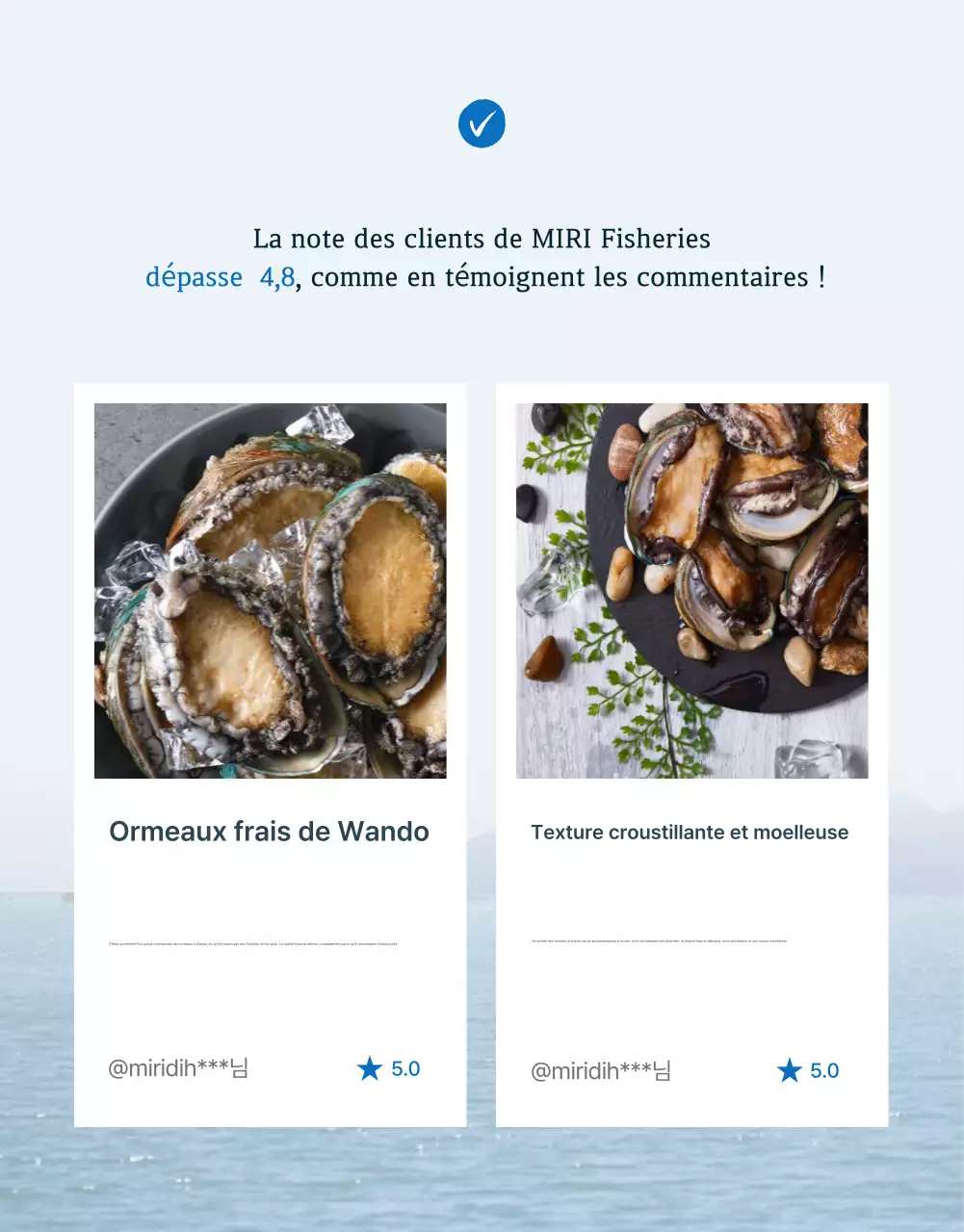 Revue et promotion d'événements concernant les ormeaux de mer traditionnels bleus et bleus marine