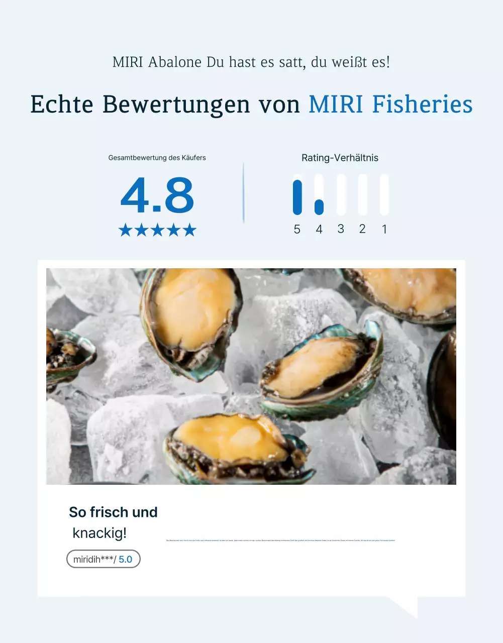 Traditionelle blaue und marineblaue Meeresfrüchte Abalone Überprüfung und Veranstaltung Förderung