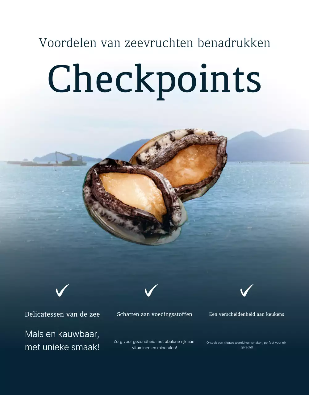 De verkoop van traditionele blauwe en marineblauwe zeevruchten met abalone checkpoints bevorderen