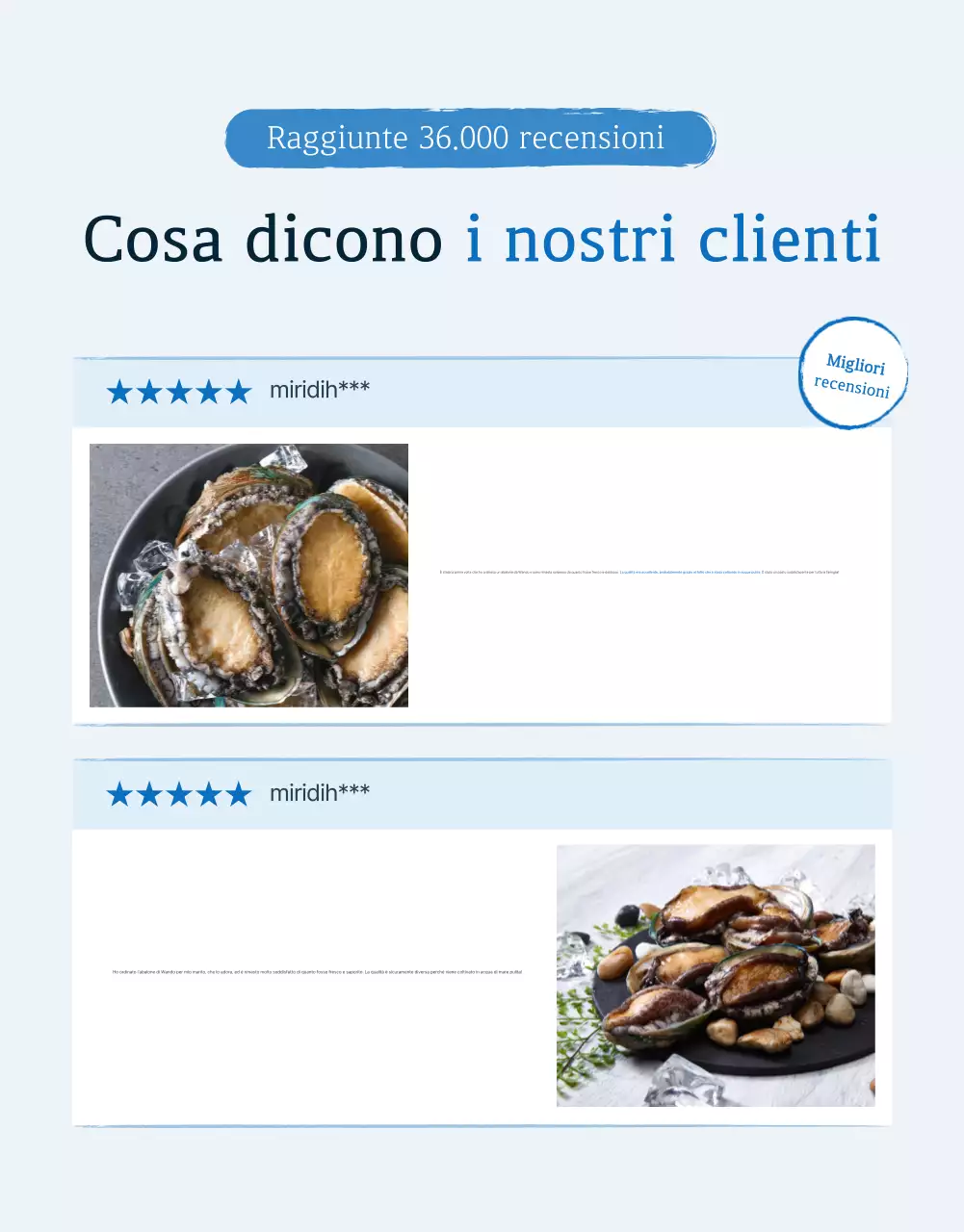 Tradizionale rassegna di abaloni di mare blu e blu marino e promozione di eventi