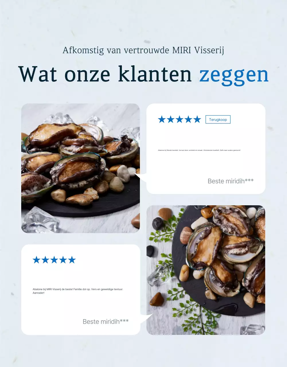 Traditionele blauwe en marineblauwe zeevruchten abalone beoordeling en evenement promotie