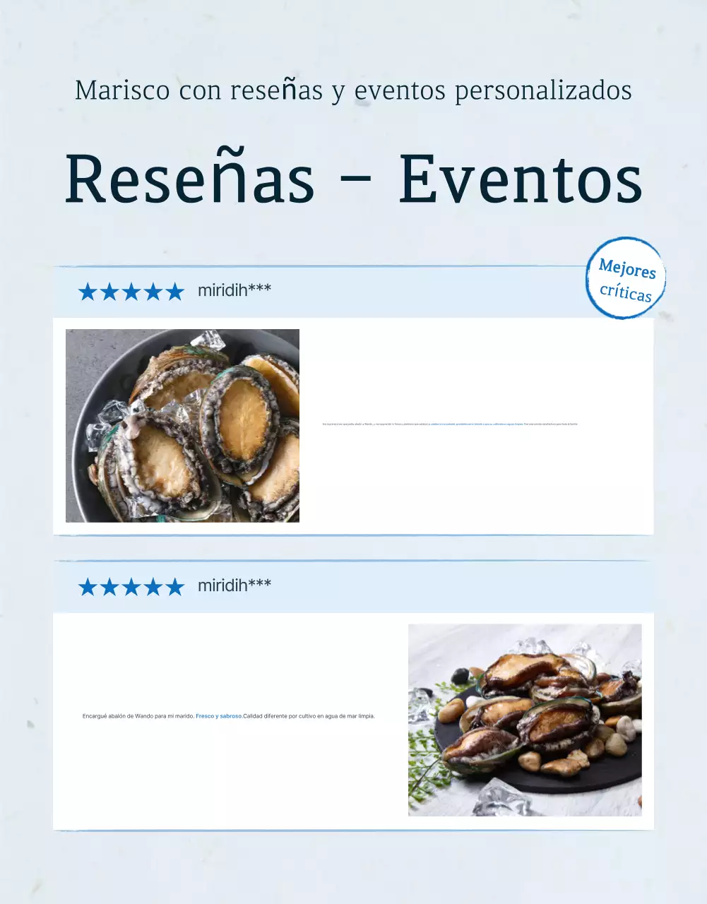 Reseña y promoción del tradicional abalón marino azul y azul marino