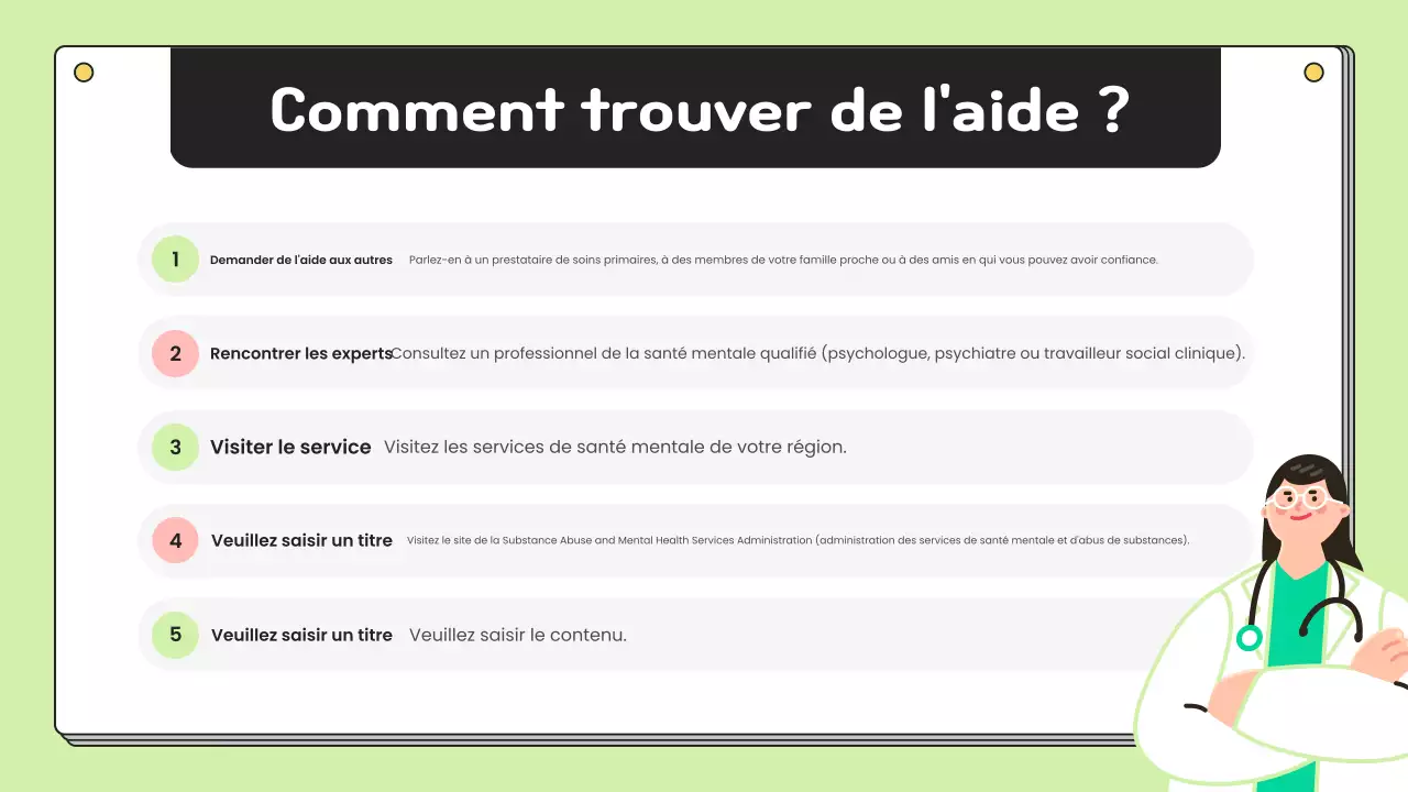Matériel simple d'éducation à la prévention de la santé mentale en chartreuse et en blanc