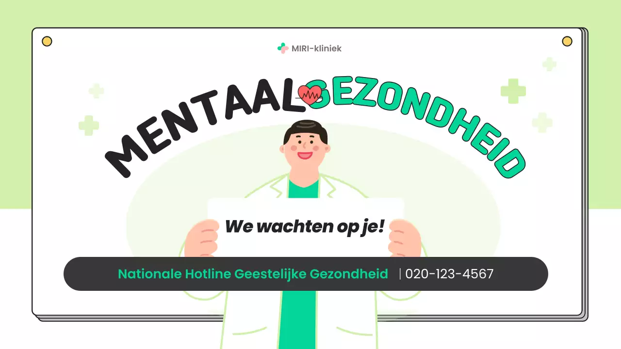 Eenvoudig voorlichtingsmateriaal over geestelijke gezondheid in chartreuse en wit