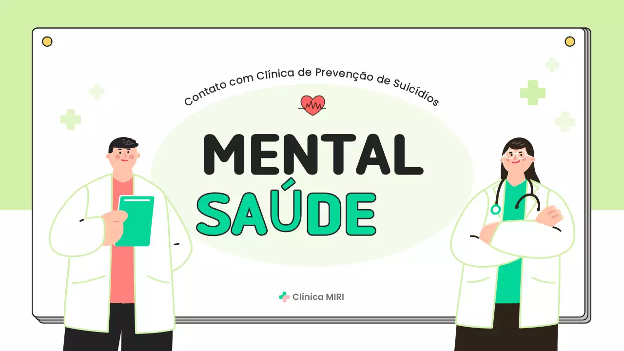 Materiais simples de educação para a prevenção da saúde mental em tons de verde e branco
