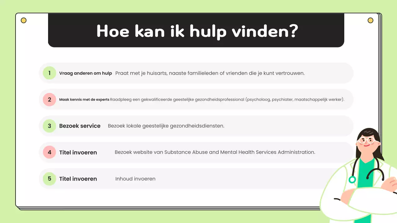 Eenvoudig voorlichtingsmateriaal over geestelijke gezondheid in chartreuse en wit