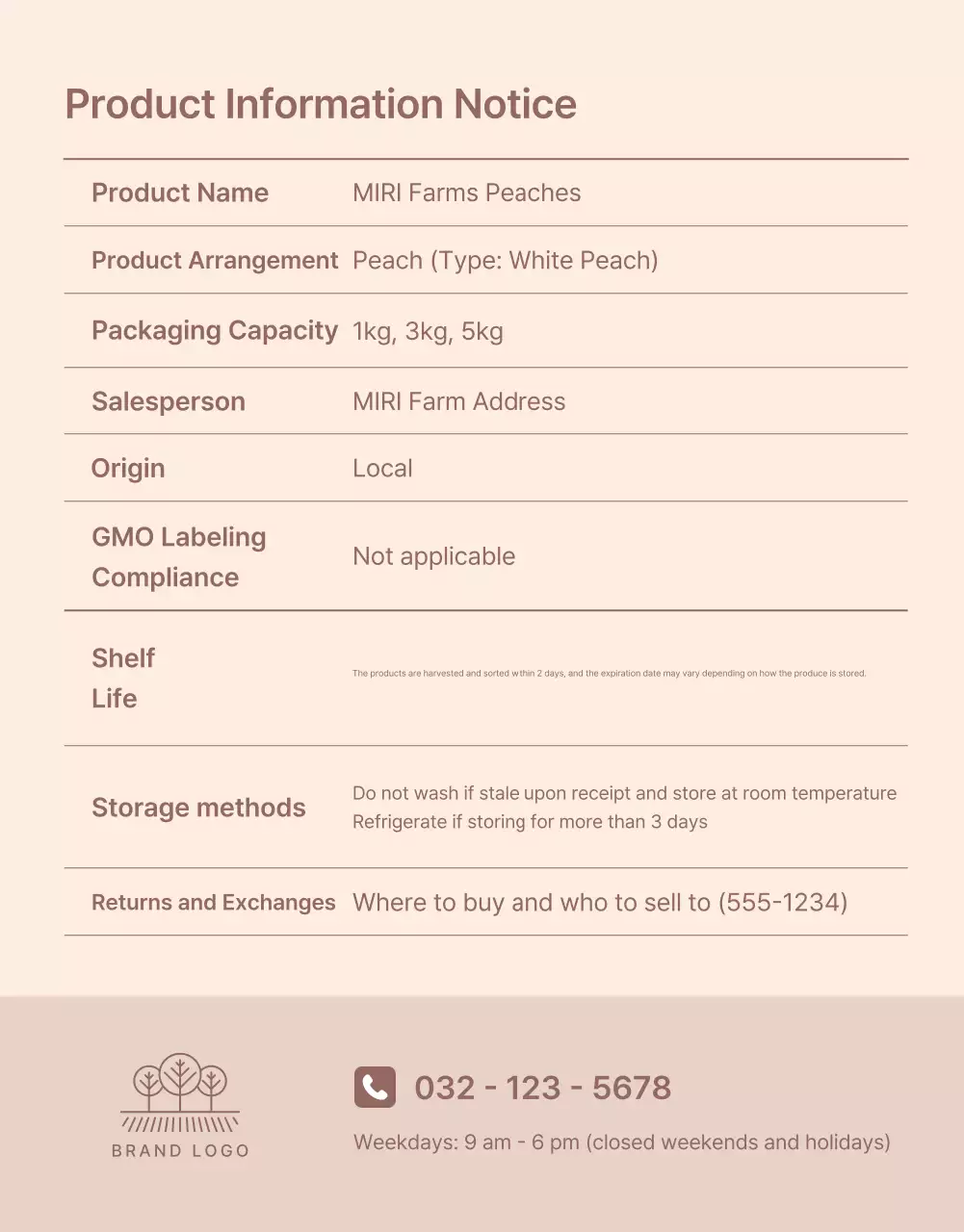 Promosikan buah persik segar berwarna kuning dan merah muda dengan informasi dan tindakan pencegahan