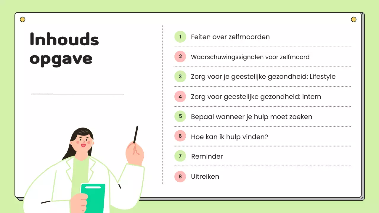 Eenvoudig voorlichtingsmateriaal over geestelijke gezondheid in chartreuse en wit