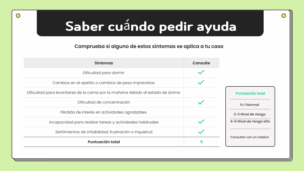Materiales sencillos de educación para la prevención de la salud mental en chartreuse y blanco