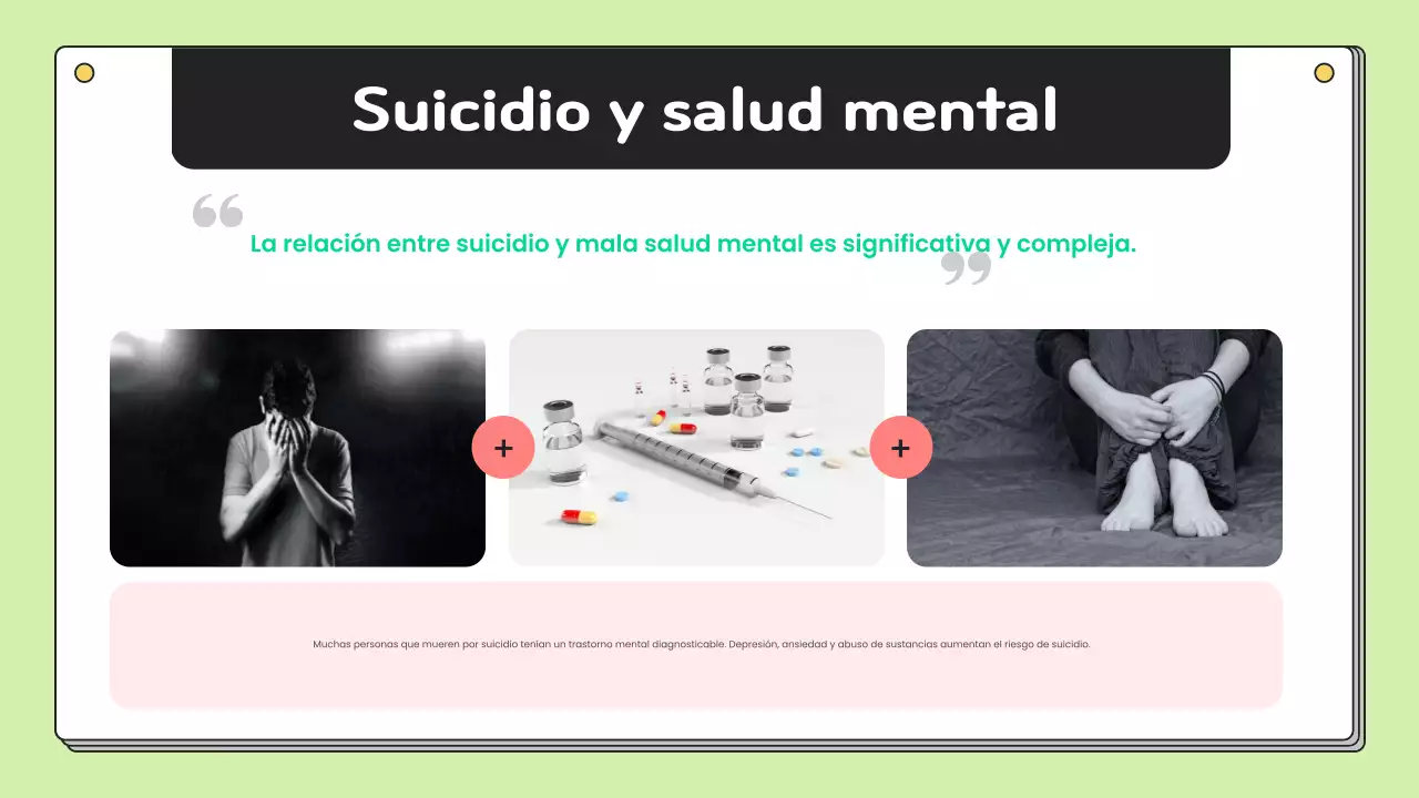 Materiales sencillos de educación para la prevención de la salud mental en chartreuse y blanco