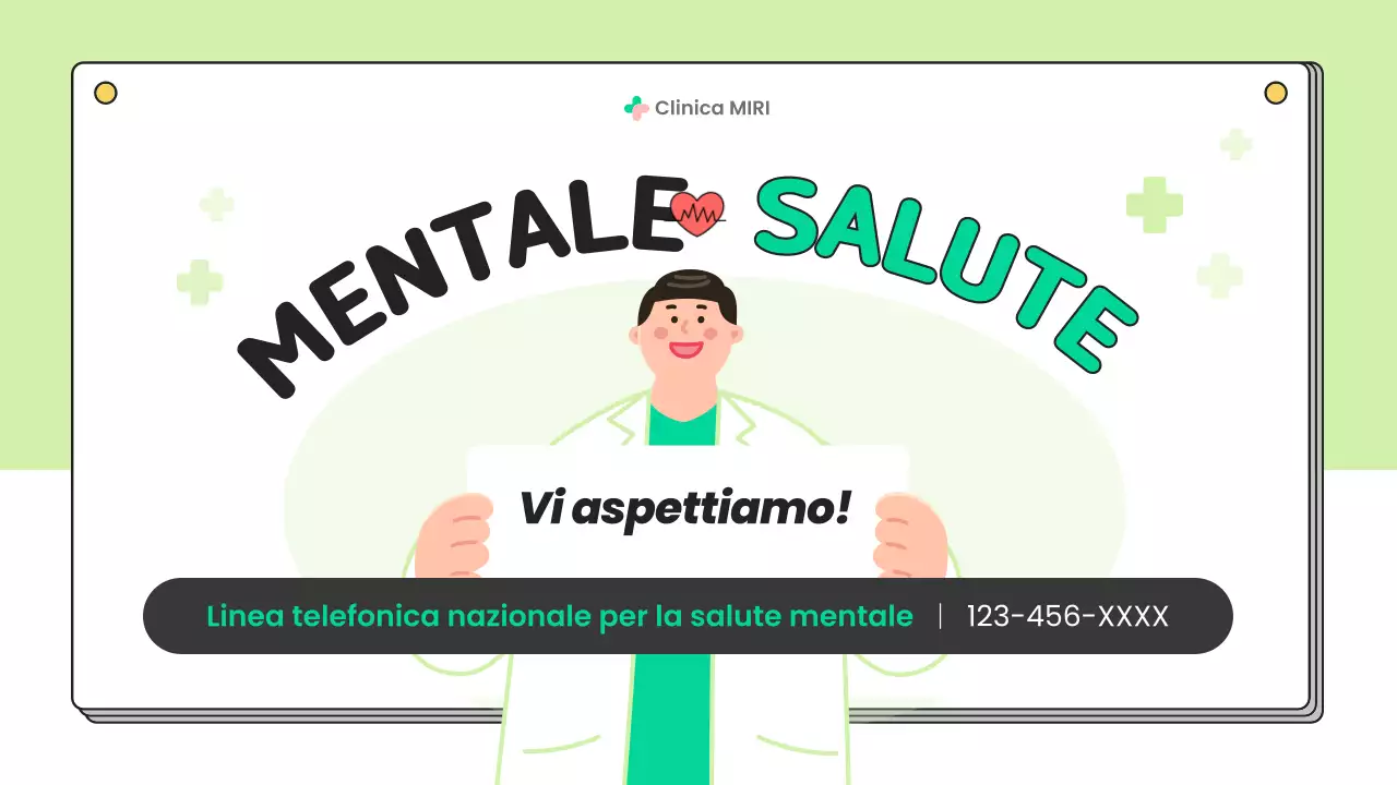 Materiale semplice di educazione alla prevenzione della salute mentale in chartreuse e bianco