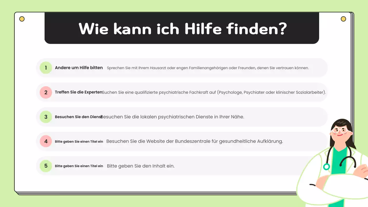 Einfaches Aufklärungsmaterial zur psychischen Gesundheit in Chartreuse und Weiß