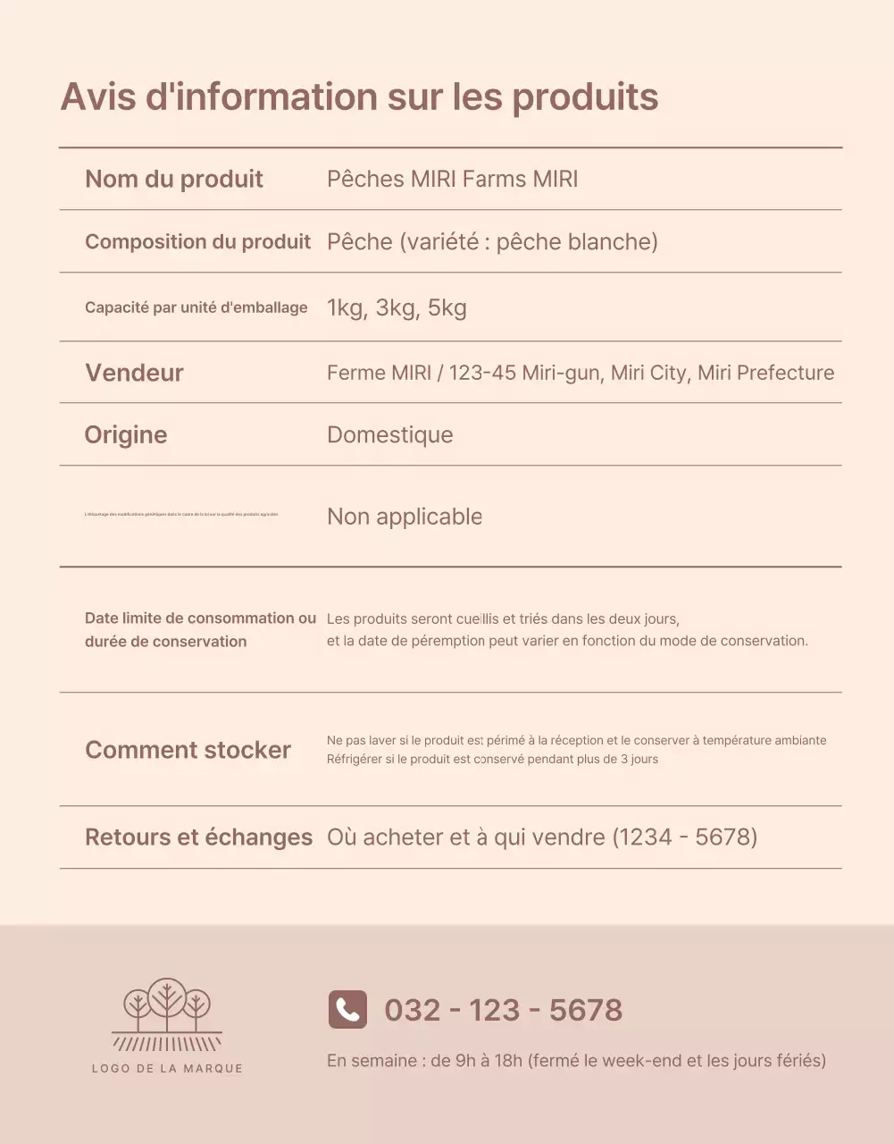 Promouvoir la pêche fraîche jaune et rose avec des informations et des précautions