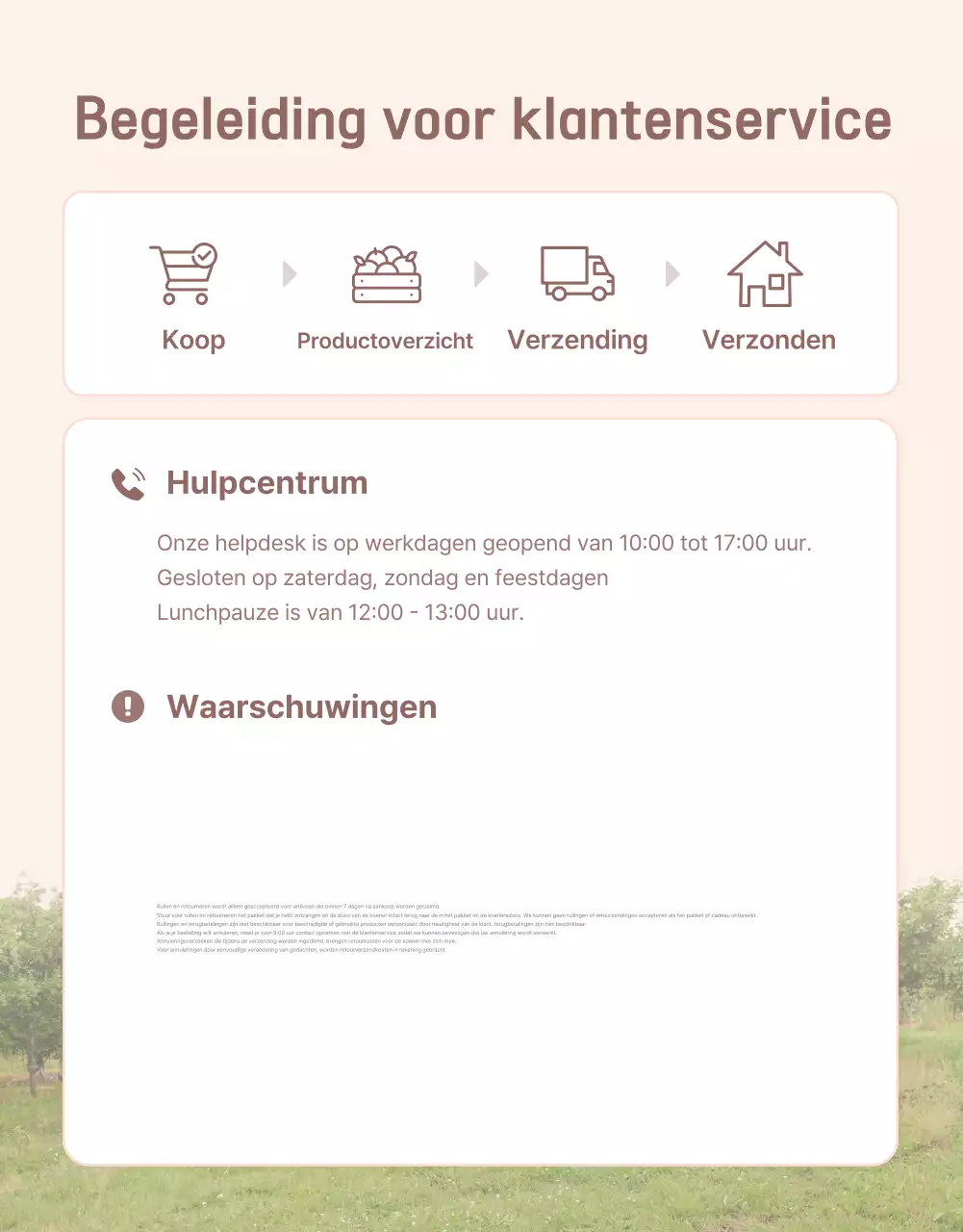 Promoot de gele en roze verse perzik met informatie en voorzorgsmaatregelen