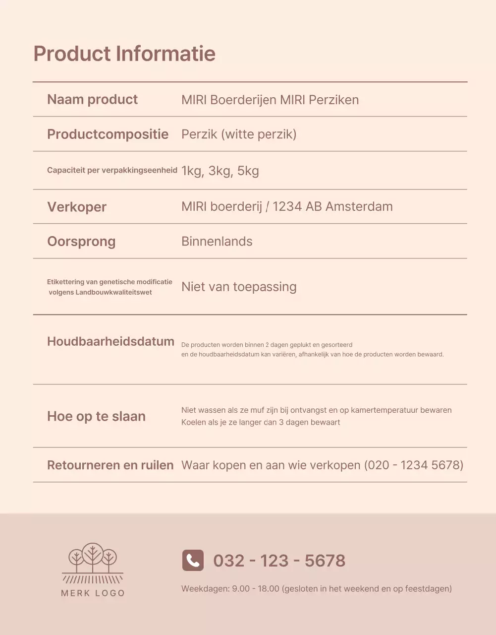 Promoot de gele en roze verse perzik met informatie en voorzorgsmaatregelen